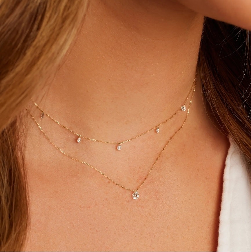 Floating Diamond Flutter Necklace