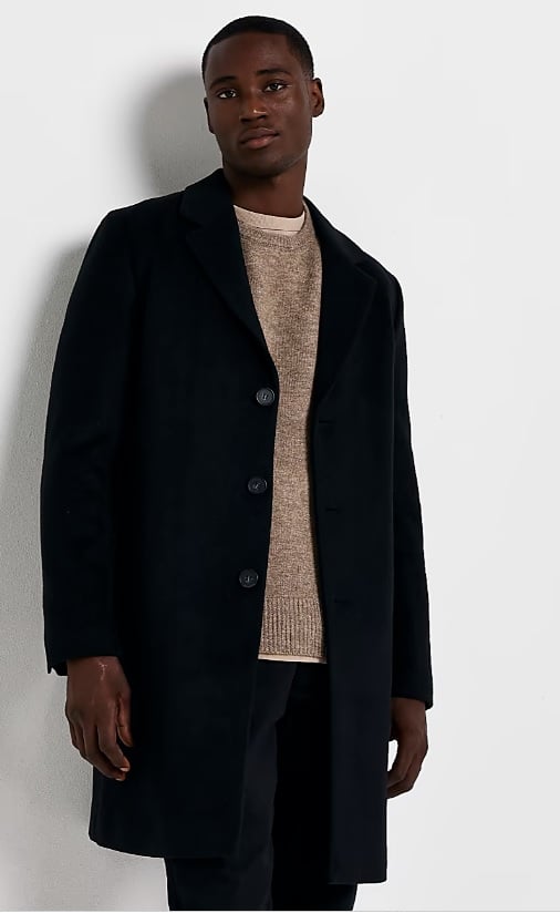 river island men coat wool blend