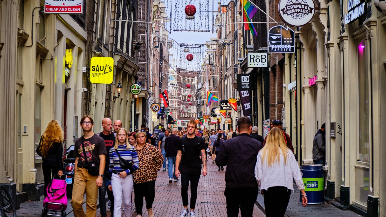 Amsterdam / Netherlands - October 15, 2018: De Wallen, Amsterdam's medieval city center and today main red-light district