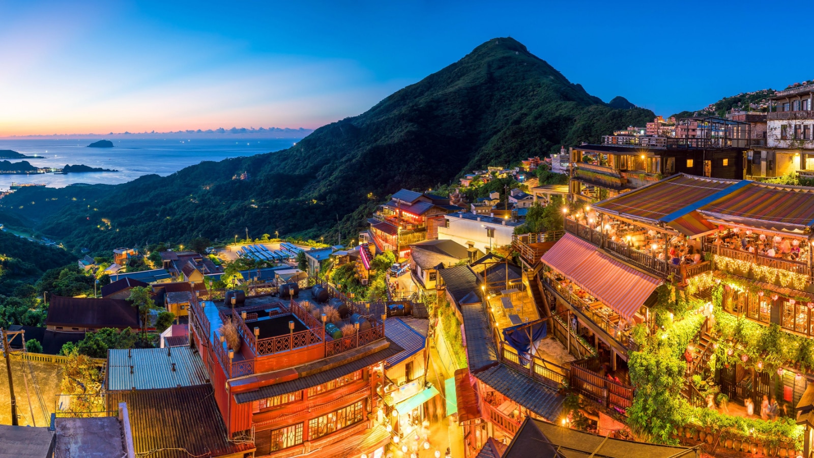 Top view of Jiufen Old Street in Taipei Taiwan