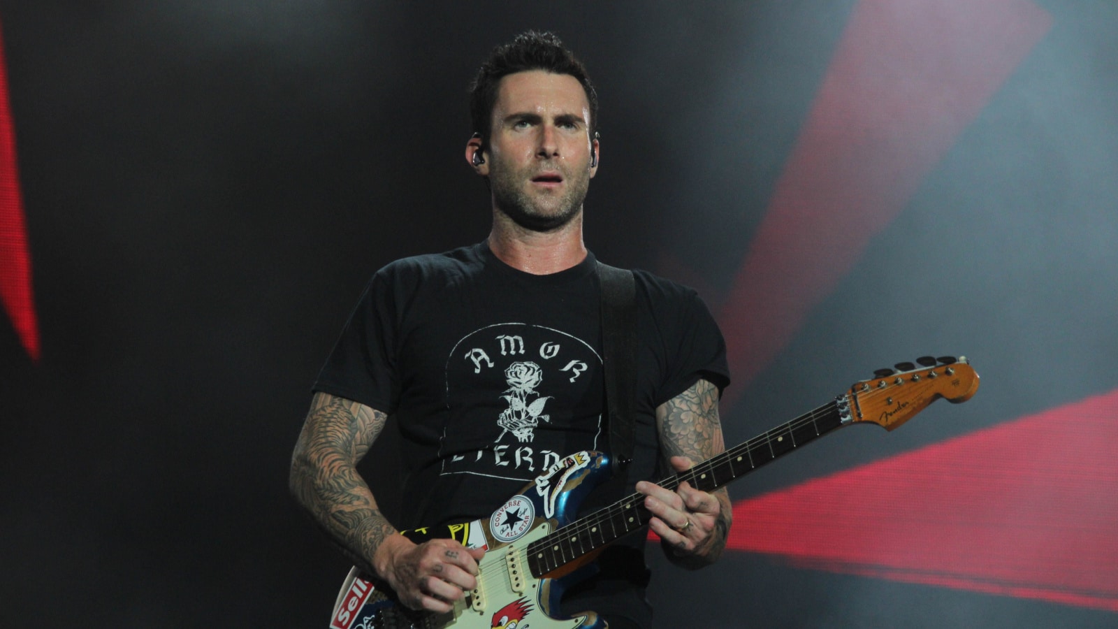 RIO DE JANEIRO, SEPTEMBER 15, 2017: Adam Levine on stage of Rock In Rio Festival