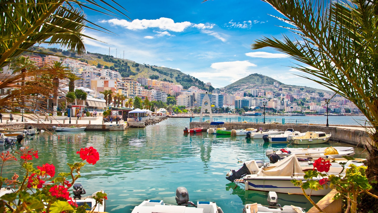 Saranda's city port at ionian sea. Albania.