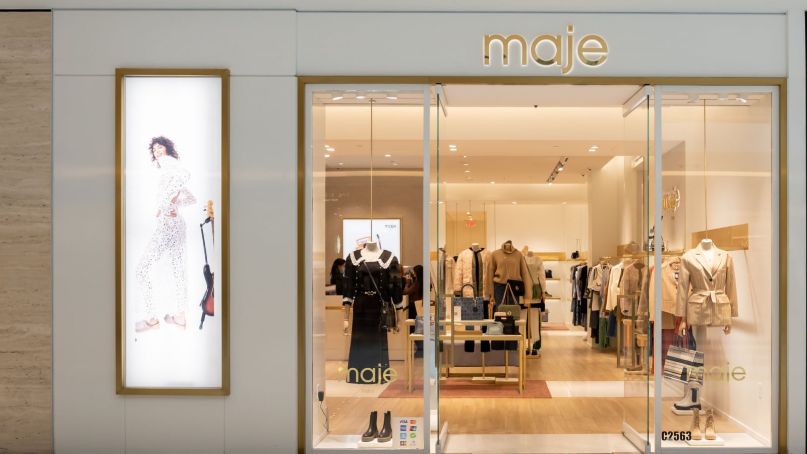 Houston, Texas, USA - February 25, 2022: Maje store in a shopping mall. Maje is a Paris-based clothing brand.