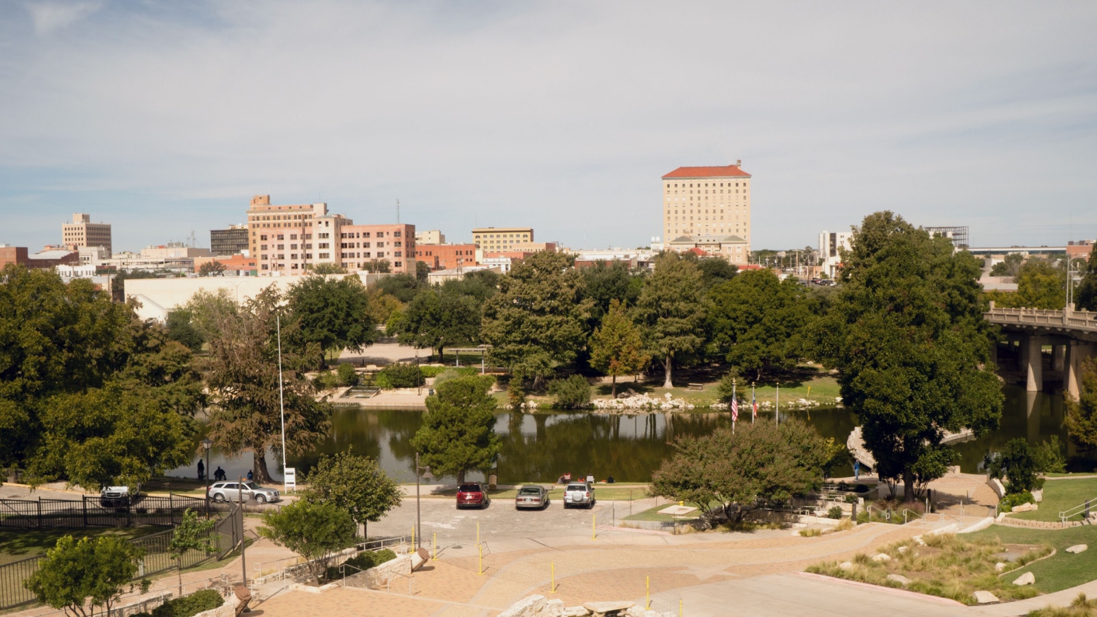 Buildings and architecture downtown city park skyline Lubbock, Texas