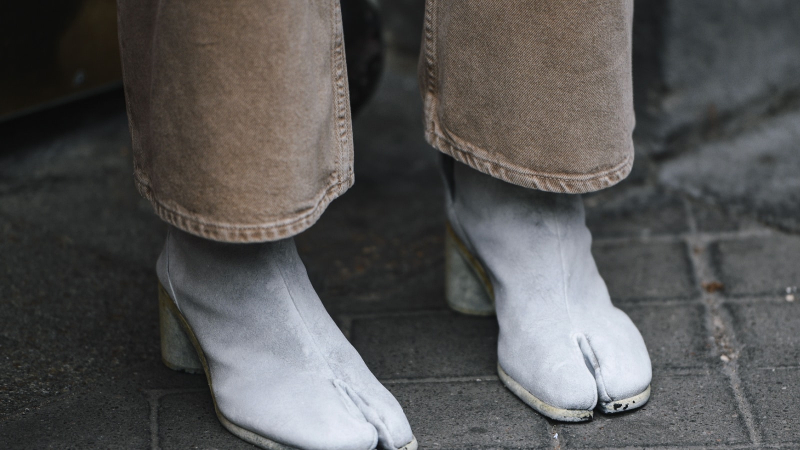 Paris, France - March 03, 2019: Street style outfit - after a fashion show during Paris Fashion Week - PFWFW19 camel toe shoes