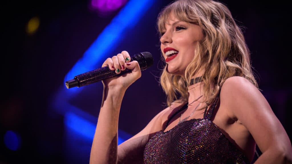 New York, NY, USA - December 13, 2019: Taylor Swift performs at the 2019 Z100 Jingle Ball at Madison Square Garden.