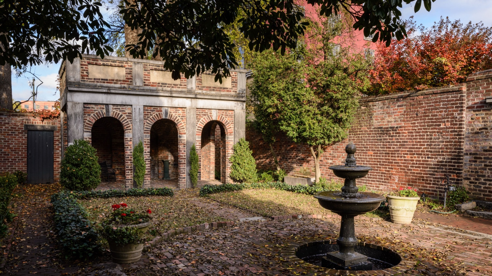 Richmond, Virginia - November 5: The garden of the Poe Museum at Richmond, Virginia; on November 5, 2015.