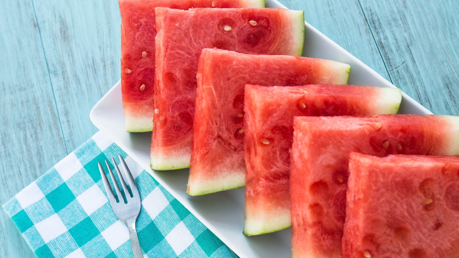 Watermelon slices on a plate in summertime