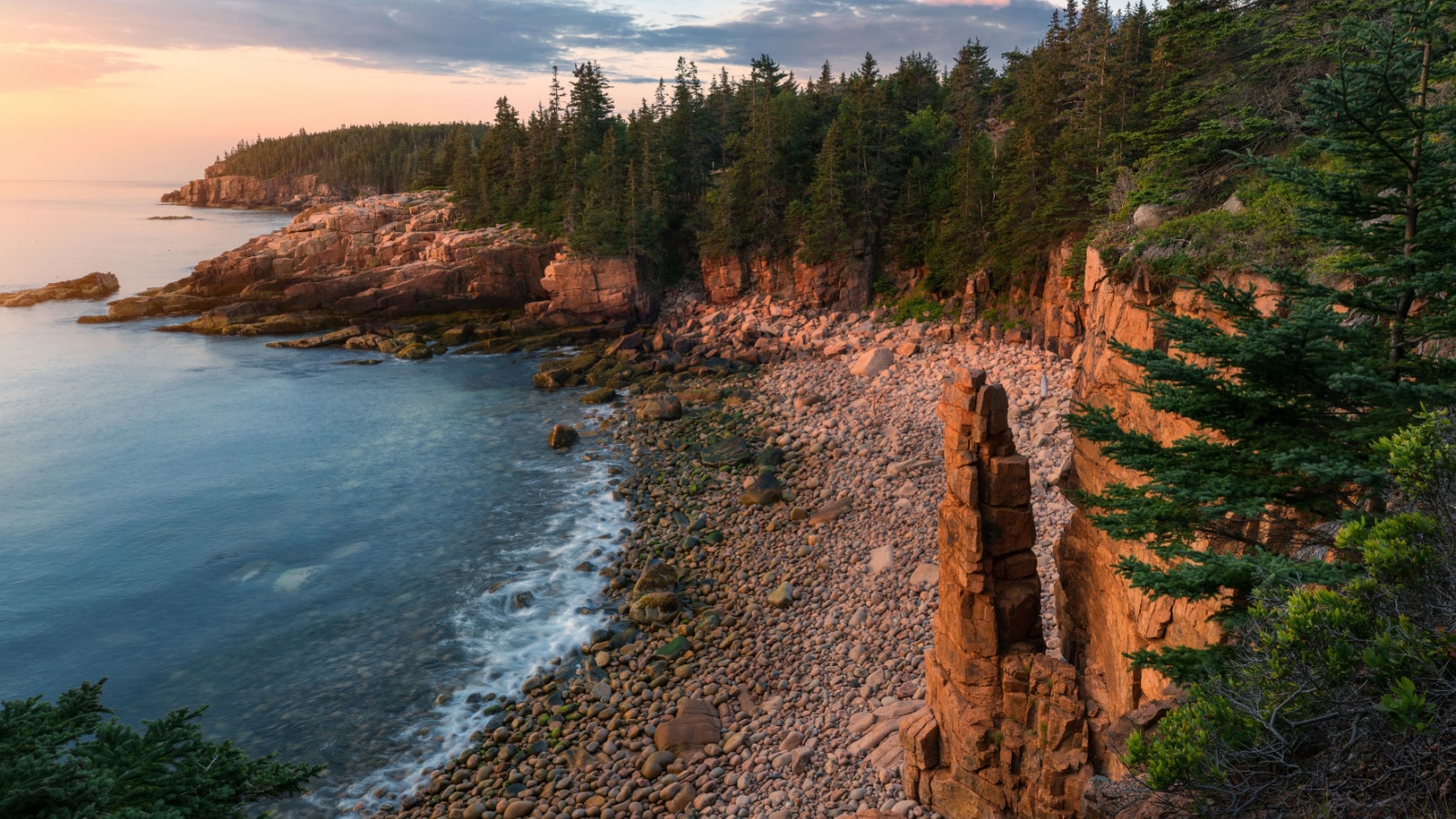 rugged Acadia coast at sunrise