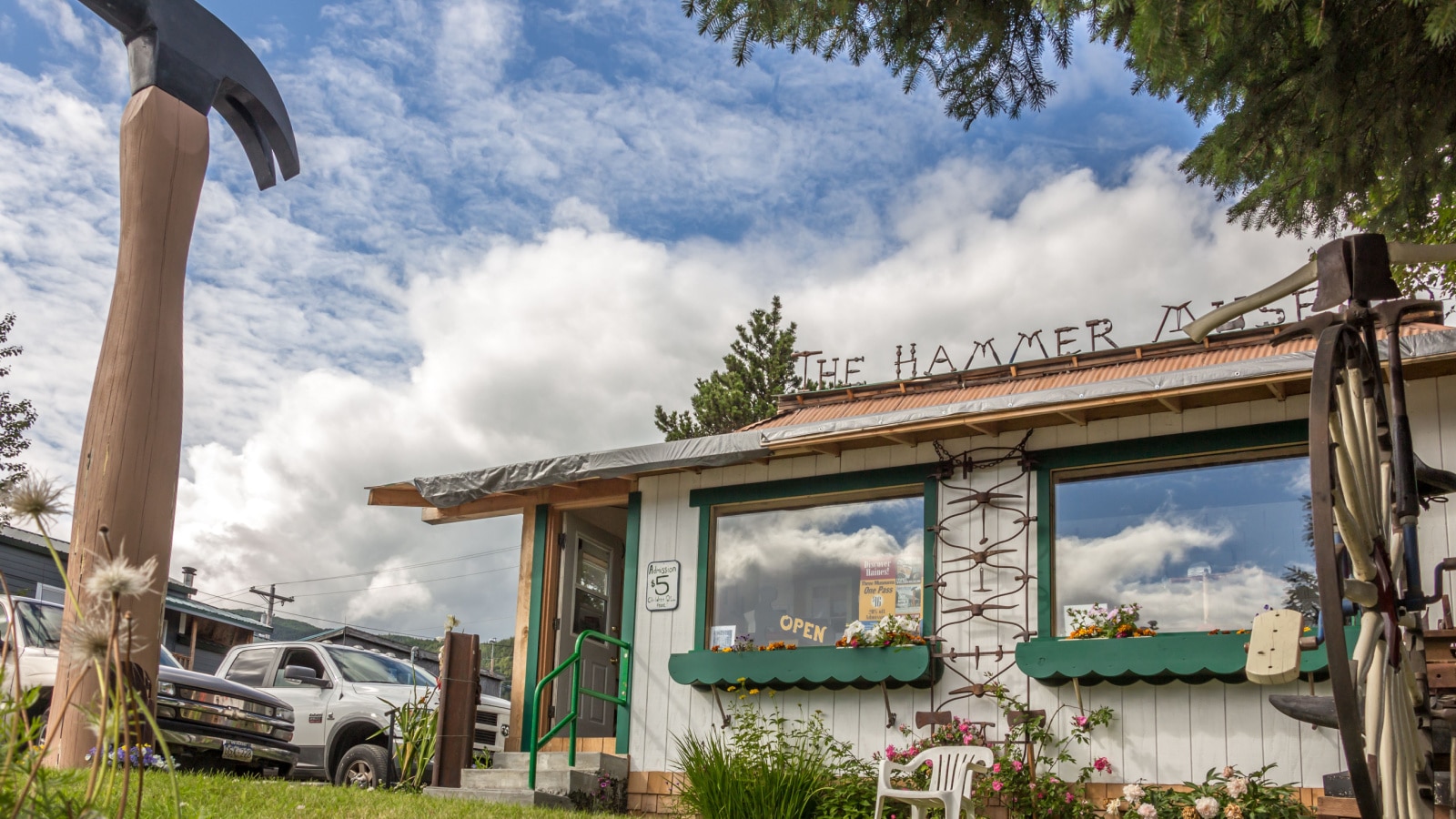 Haines, Alaska, USA - July 29th, 2017: Street view of the Hammer Museum located in Haines, Alaska.