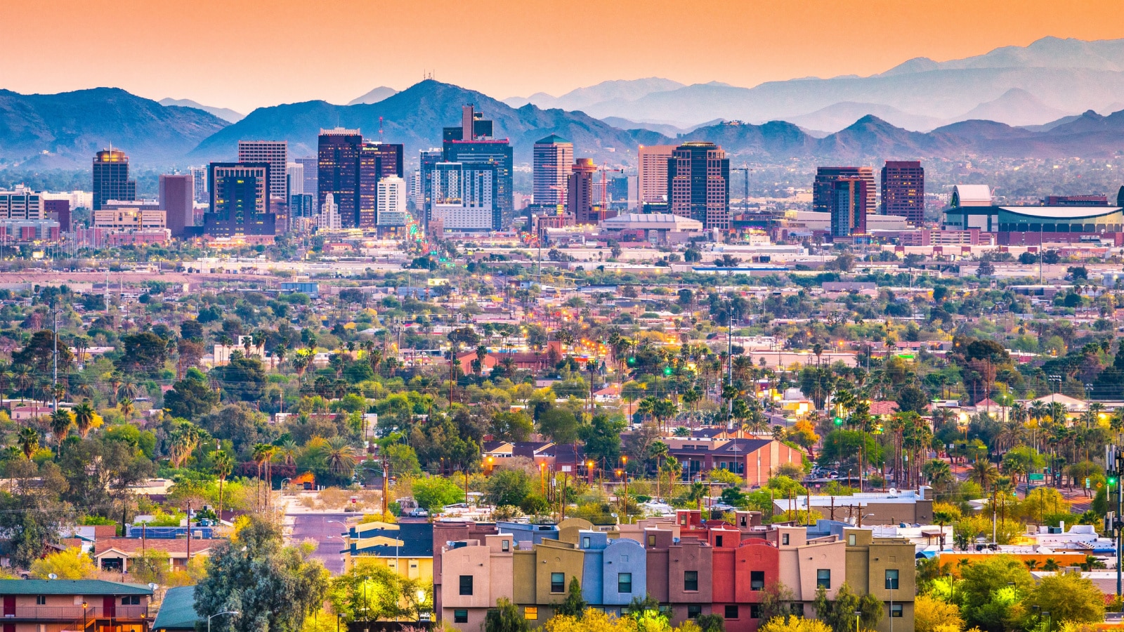 Phoenix, Arizona, USA downtown cityscape at dusk.