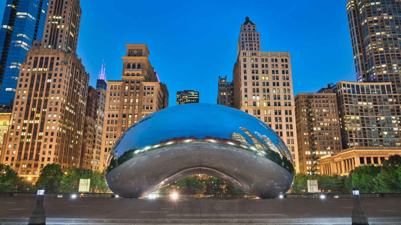 Photo of the Millenium Park at the blue hour time