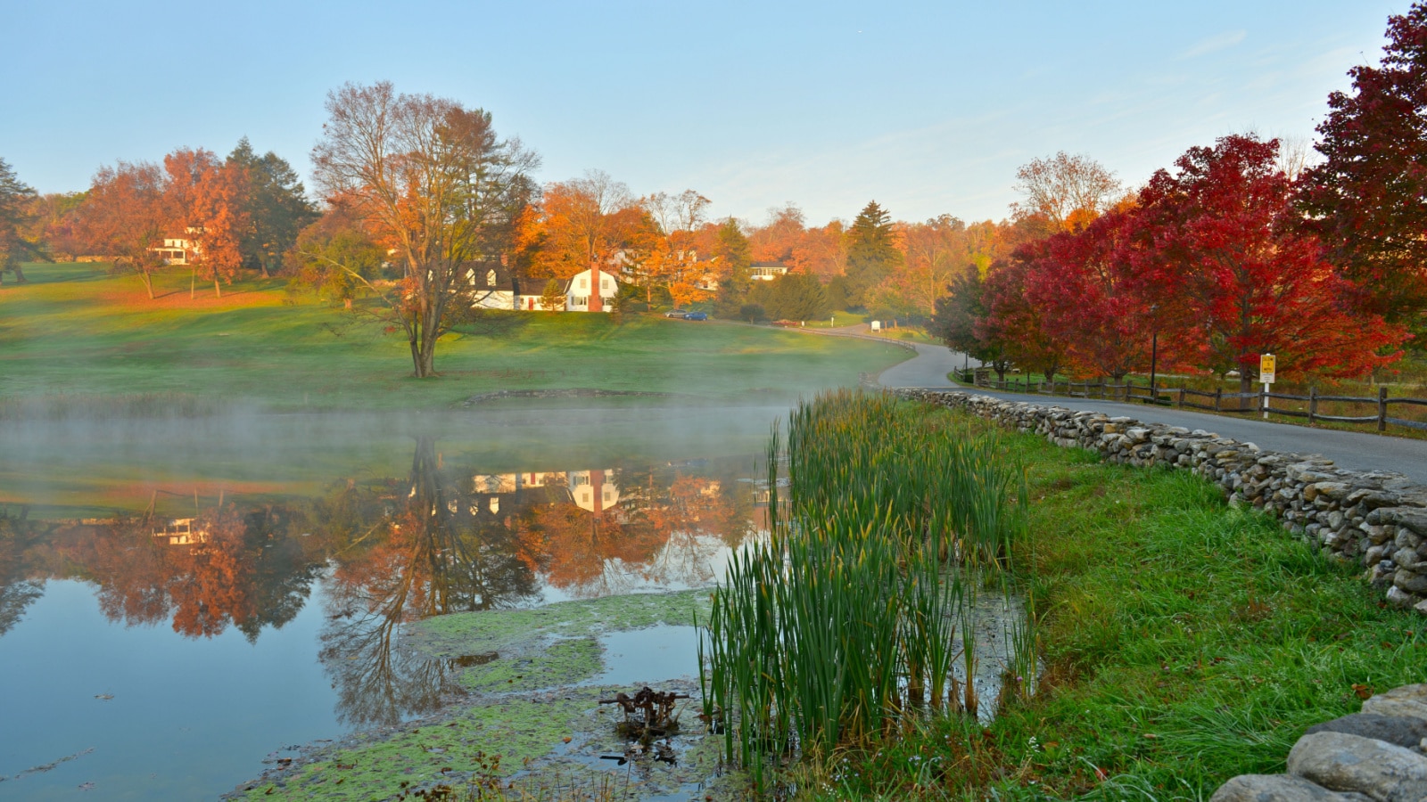 Beautiful Connecticut countryside during foliage season, South Kent, Connecticut, USA