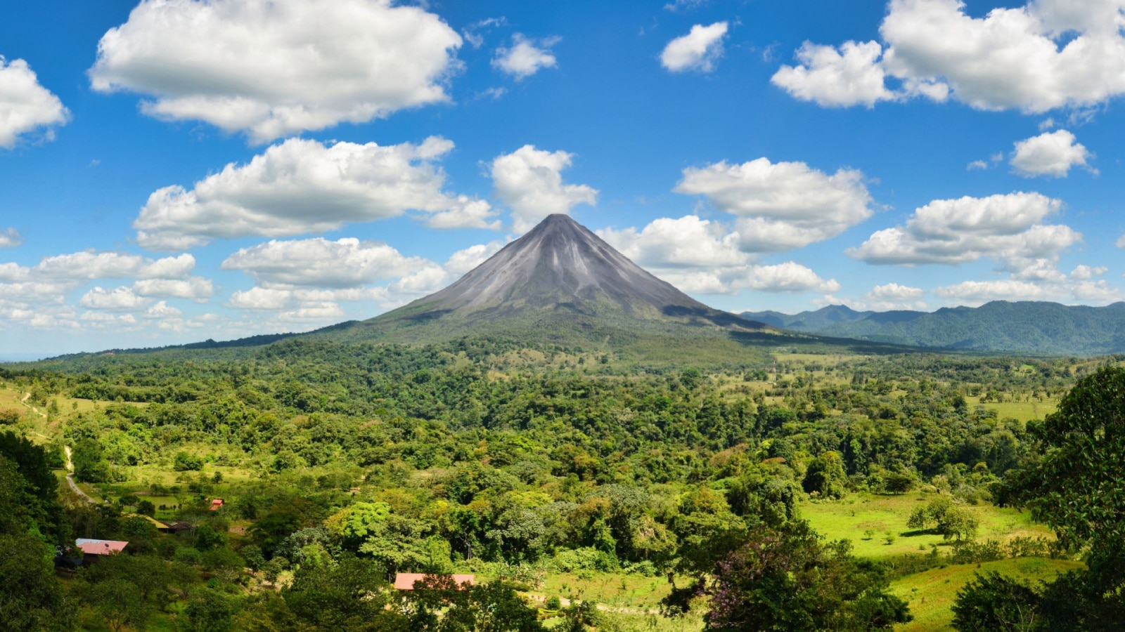 Landscape Panorama picture from Volcano Arenal next to the rainforest, Costa Rica. Travel in Central America. San Jose.