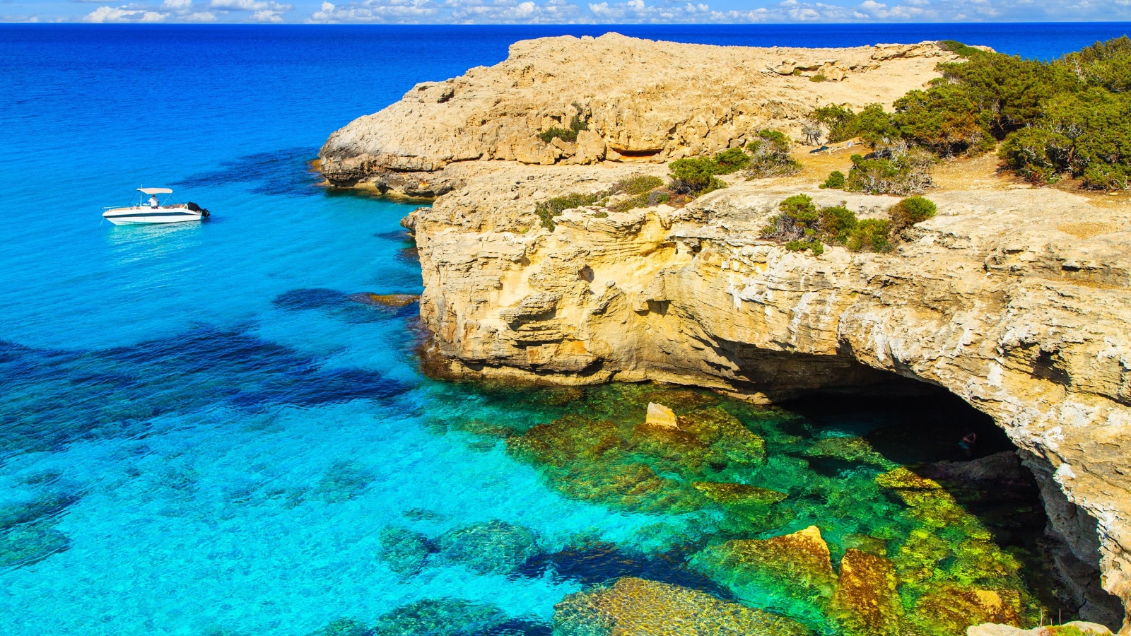 A view of a Blue Lagoon near Polis city, Akamas Peninsula National Park, Cyprus