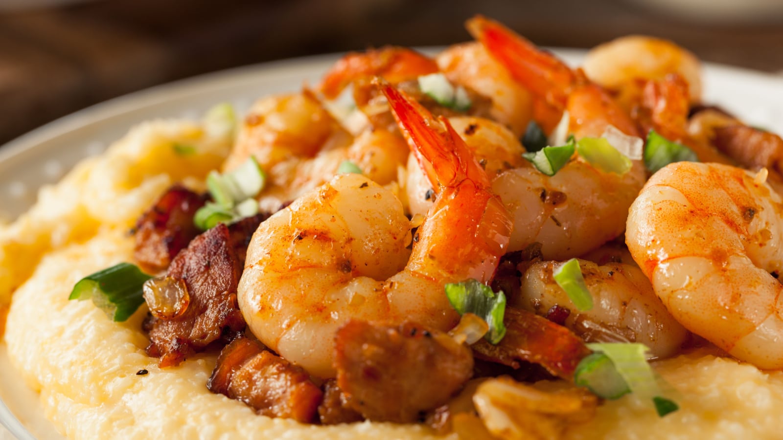 Homemade Shrimp and Grits with Pork and Cheddar