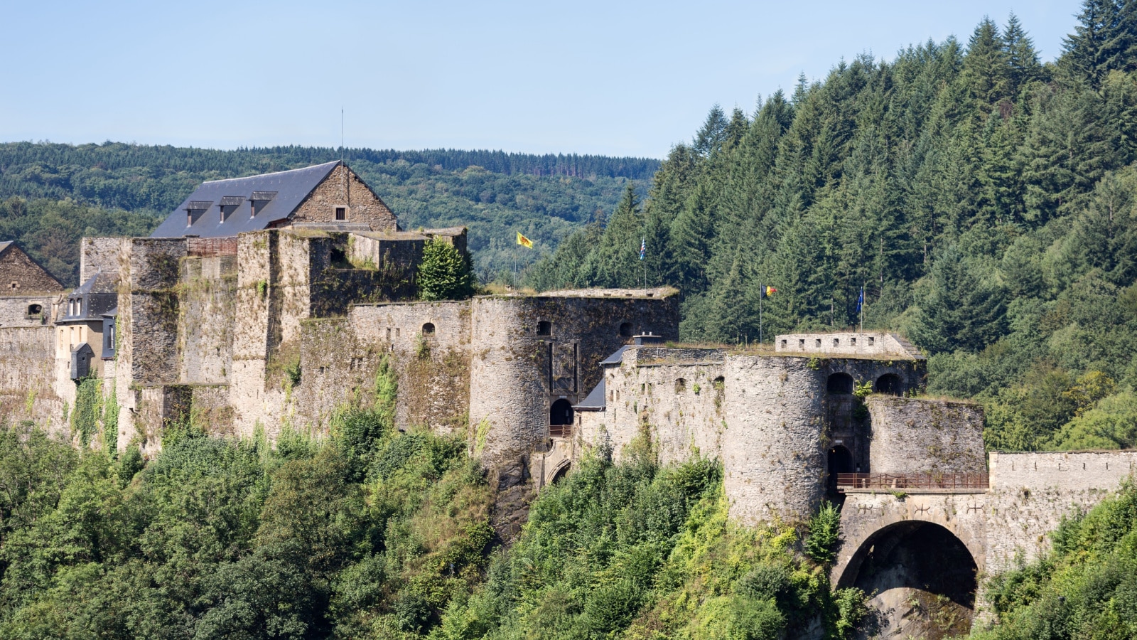 Medieval Castle of Bouillon in Belgian Ardennes near river Semois