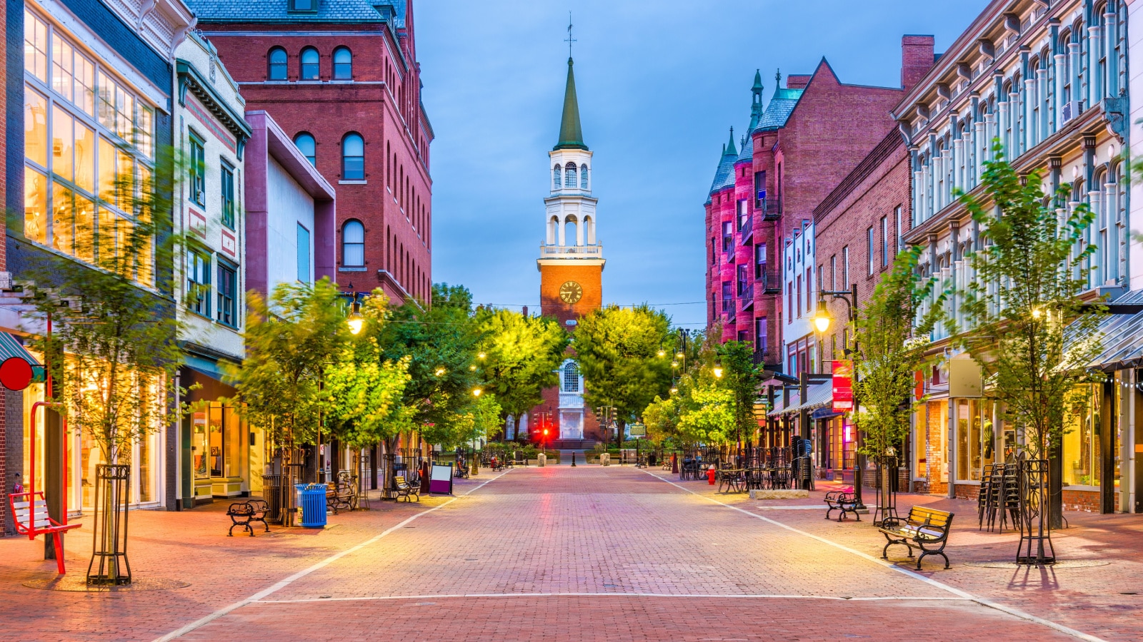 Burlington, Vermont, USA at Church Street Marketplace.