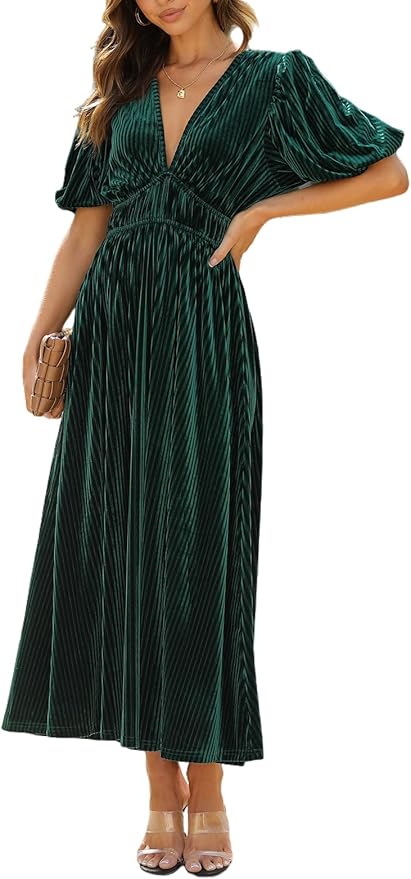 Women's Velvet Maxi Dress Formal Dresses for Wedding Guest Dress