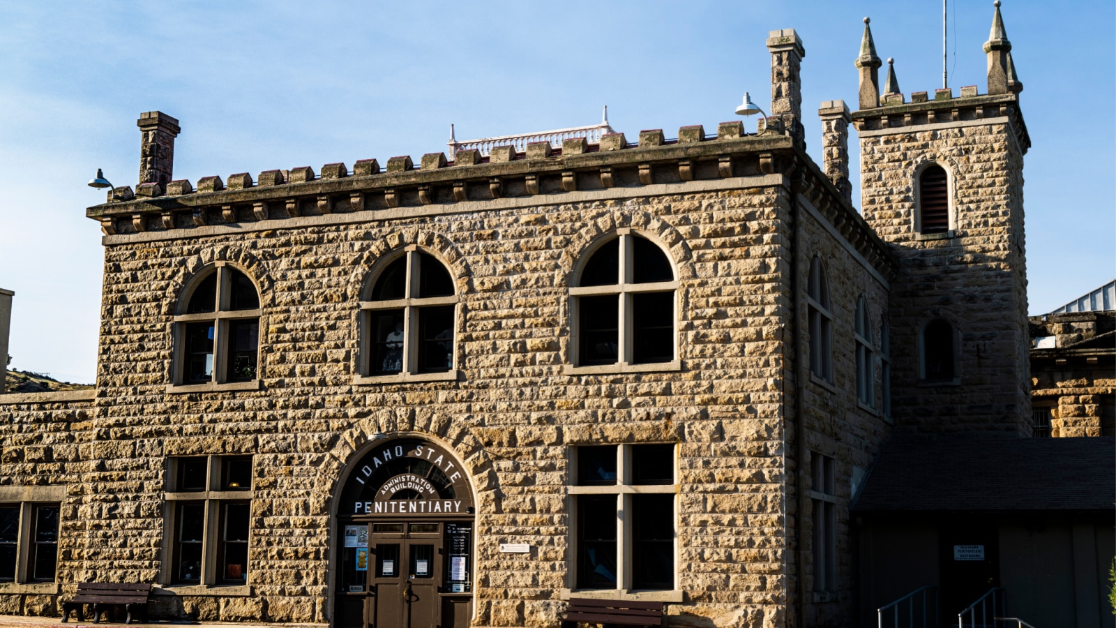 Boise, Idaho, USA, July/26/2020: Exterior of Old Idaho Penitentiary State Historic Site