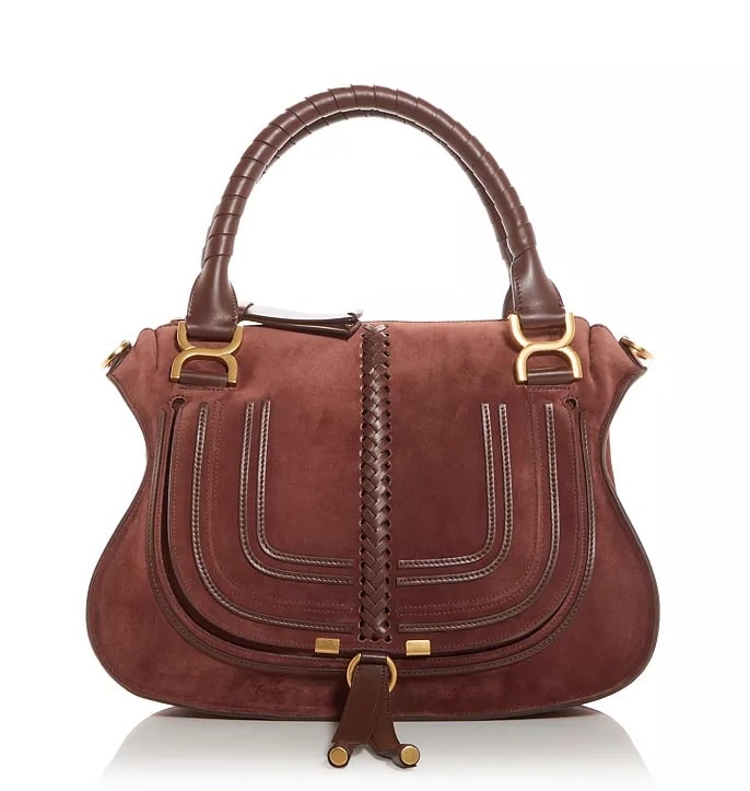 Chloé Marcie Double Carry Medium Suede Shoulder Bag