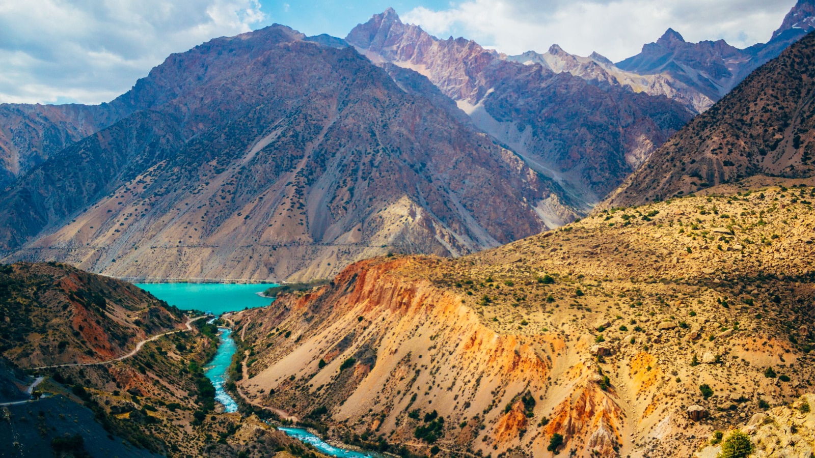 Hills and mountains landscape in the Fann Mountains. Tajikistan. Central Asia. Road to Iskander Kul.