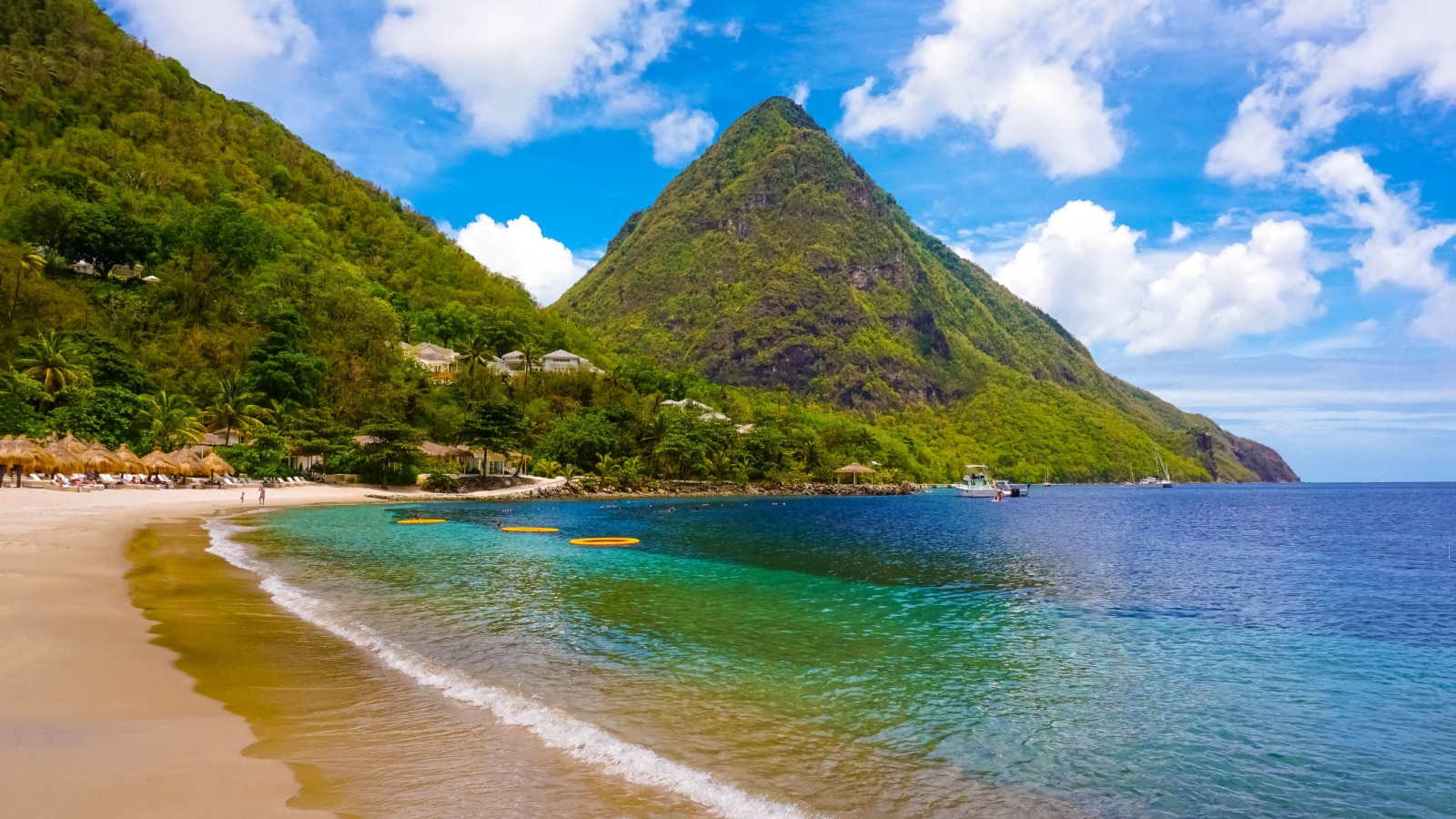 Beautiful white beach in Saint Lucia, Caribbean Islands