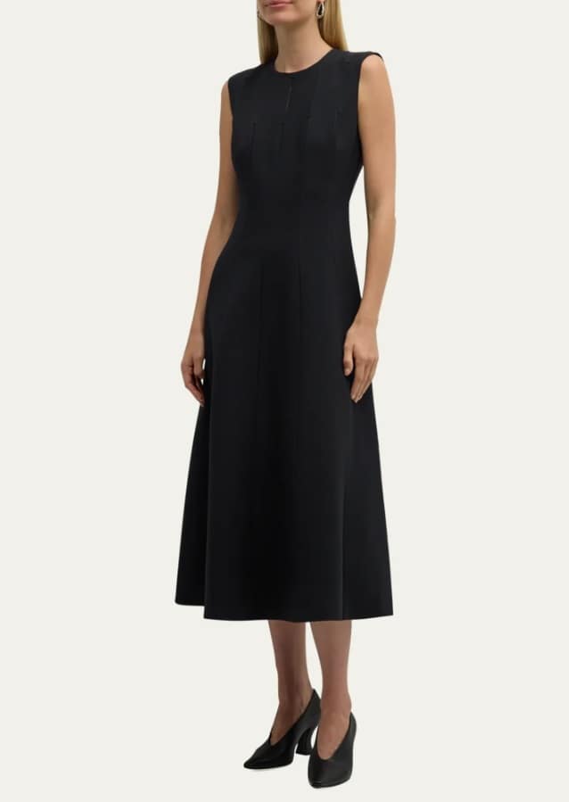 LAFAYETTE 148 NEW YORK Sleeveless Cutout Wool-Silk Midi Dress