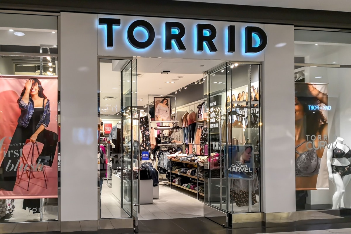 Toronto, Canada - February 25, 2019: Torrid storefront in the Eaton Centre Mall in Toronto, Canada. Torrid LLC is an American women's retail chain.