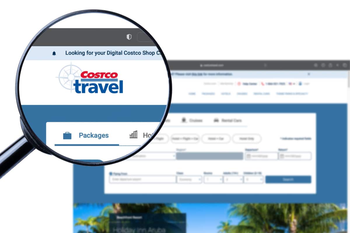 Los Angeles, California, USA - 22 May 2023: Illustrative Editorial of COSTCOTRAVEL.COM website homepage. COSTCO TRAVEL logo visible on display screen