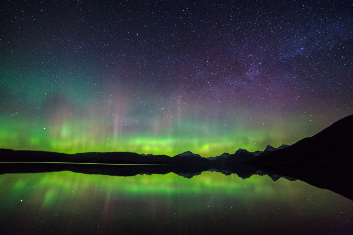 Aurora Borealis Over Glacier National Park