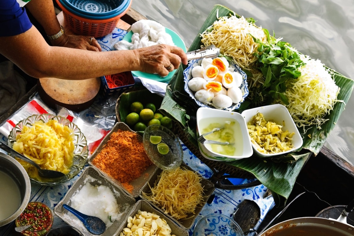 traditional floating market in Bangkok, Thailand