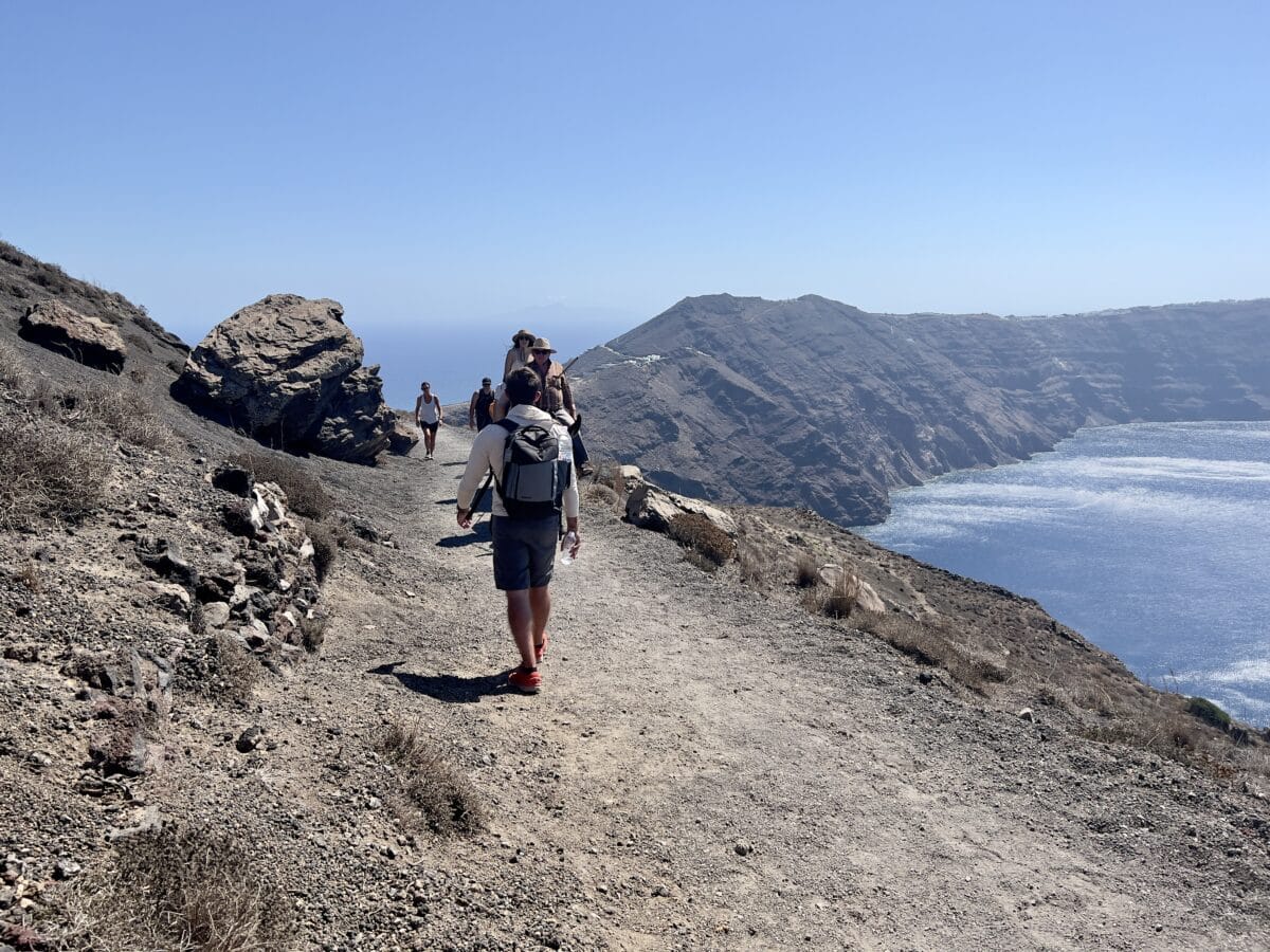 A trail on the Fira to Oia hike