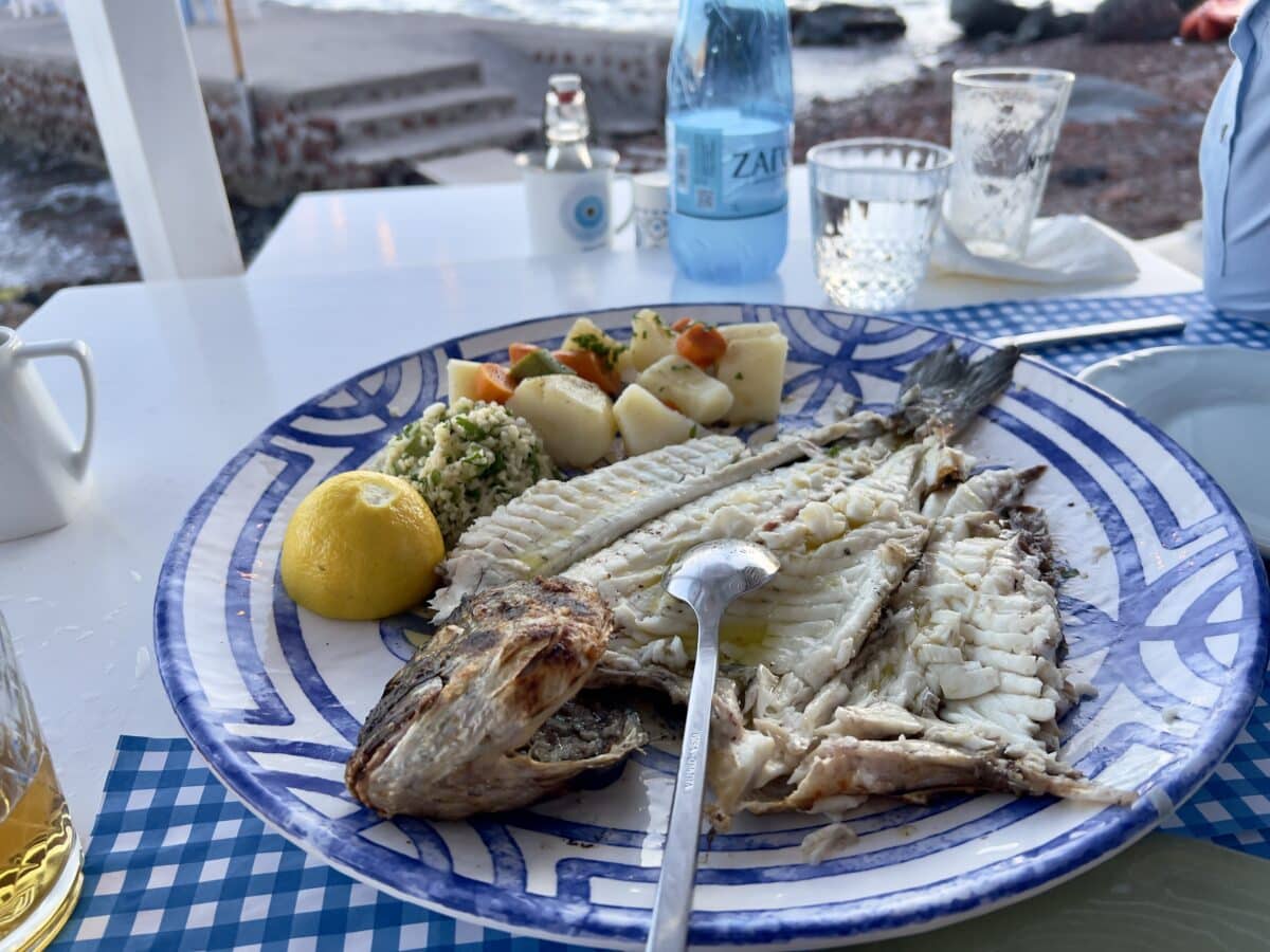 The fish of the day cooked with vegetables 