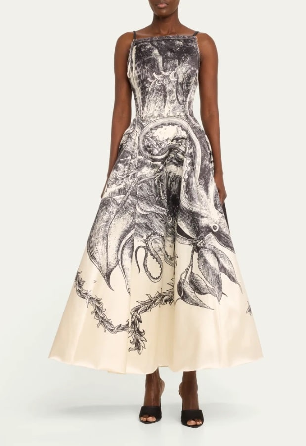 JASON WU COLLECTION
Printed Square-Neck Backless Wool Cocktail Dress
