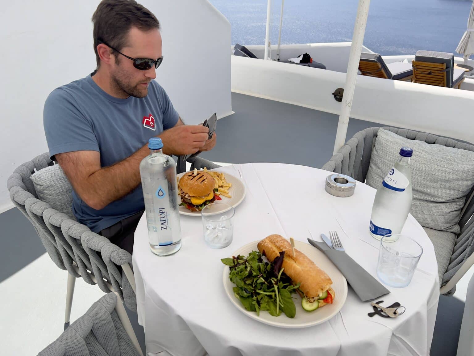 Our first lunch at IKIES Santorini when we first arrived. Yum!