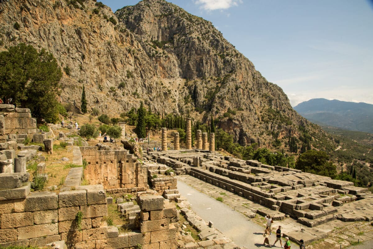 Delphi Greece panoramic view of Apollo Sanctuary