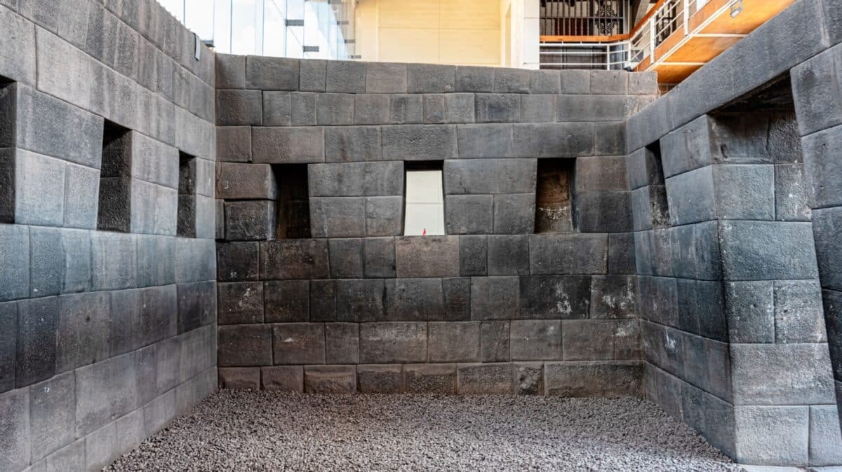 Ruins of the Temple dedicated to Sun God in Koricancha complex of Inca Empire located at Convent of Santo Domingo in the city of Cusco, Peru.