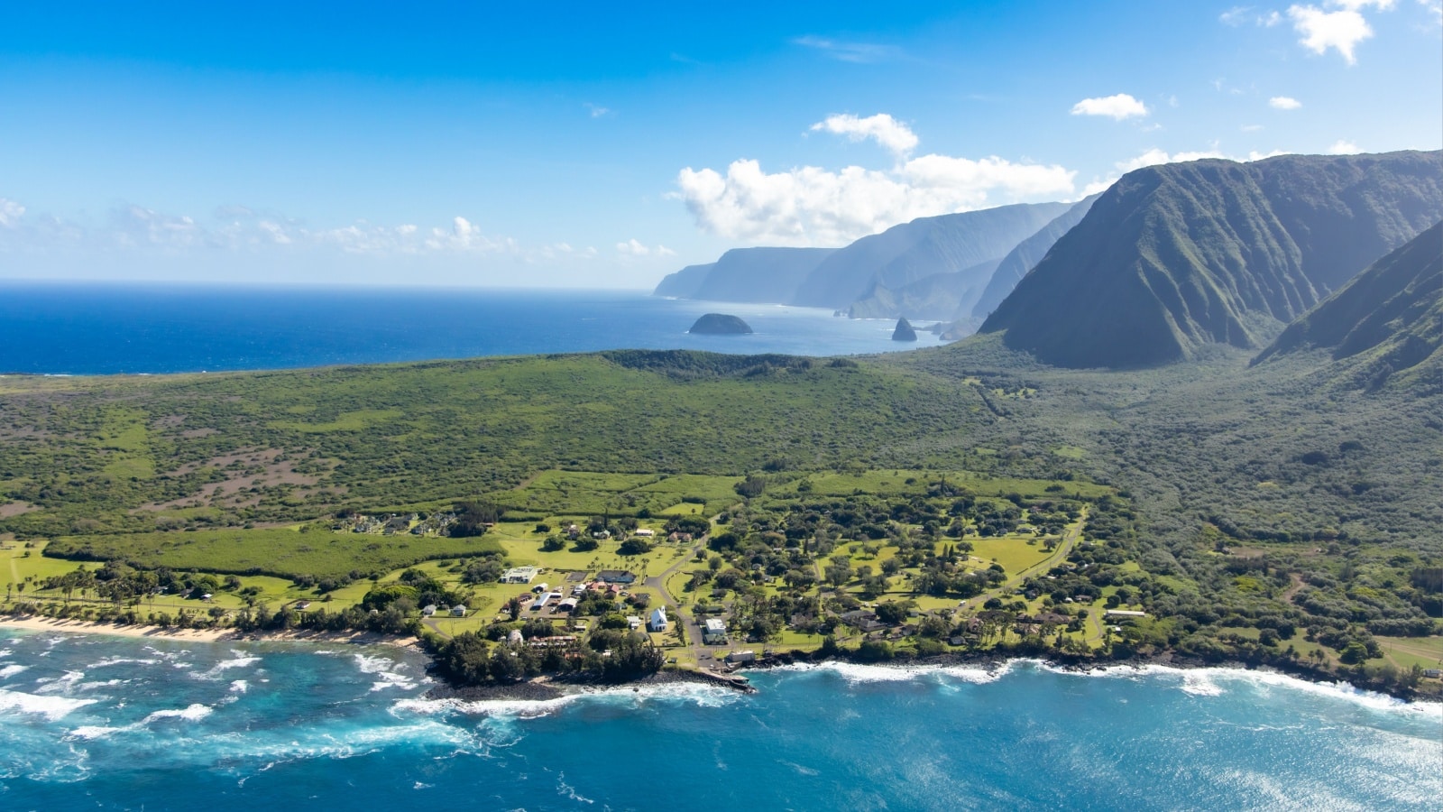 Aerial View of Kalaupapa National Historic Park,Kalaupapa, Molokai, Hawaii, USA