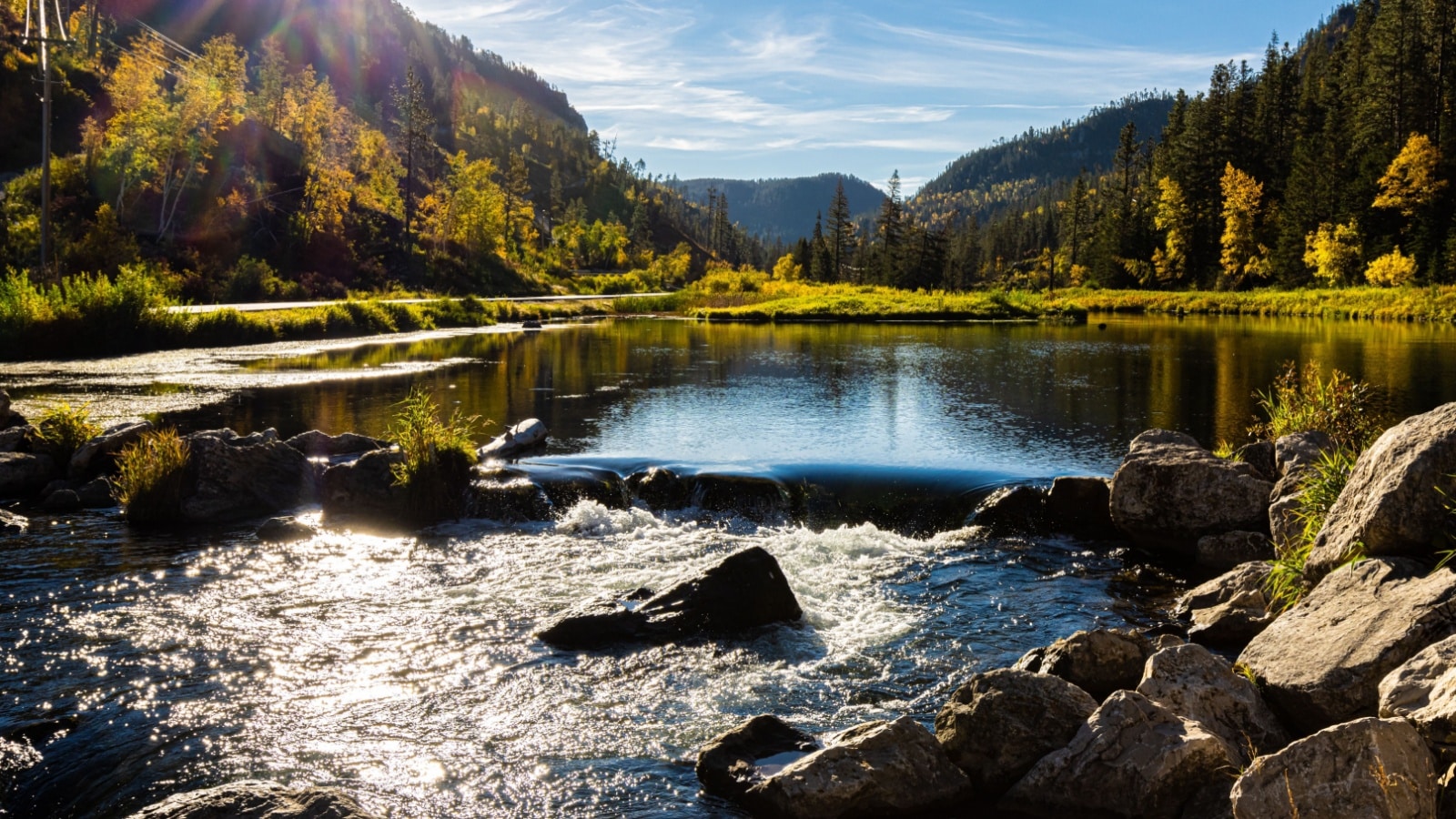 Cascades on Spearfish Creek Dam and Savoy Pond, Spearfish Canyon State Natural Area, South Dakota, USA