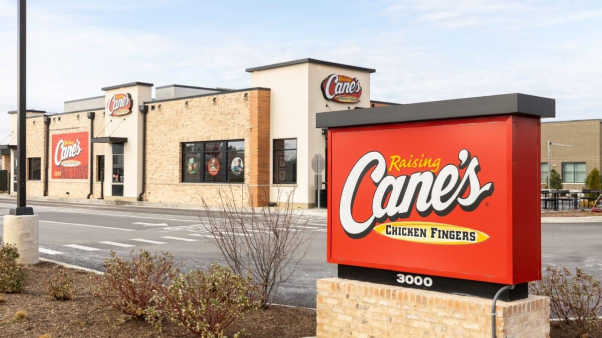 JOLIET, IL, USA - NOVEMBER 24, 2022: Raising Cane's is an American fast food restaurant chain that specializes in chicken fingers.