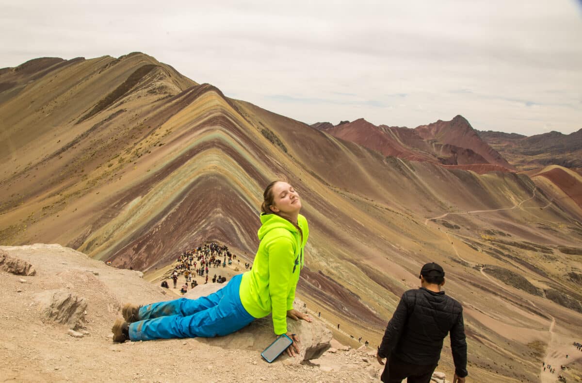 Yoga pose at rainbow mountain