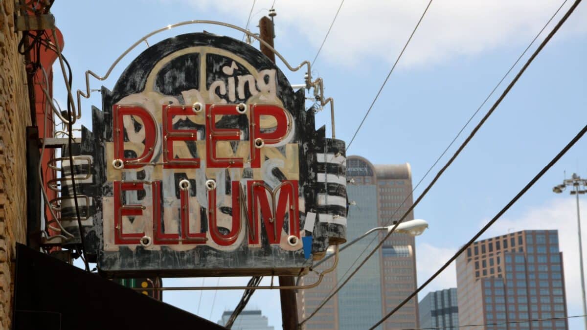 The Deep Ellum neighborhood is the historic center of music in Dallas and a major tourist destination.