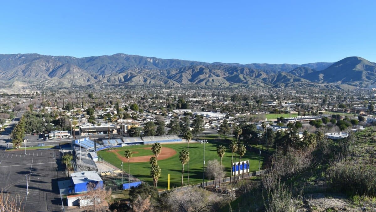 City view of San Bernardino in the Inland Empire of Southern California