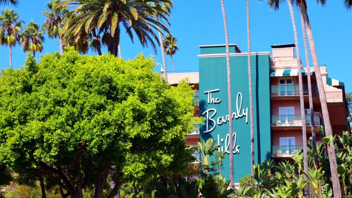 Beverly Hills, California – October 2, 2023: The Beverly Hills Hotel at 9641 Sunset Boulevard, Beverly Hills, California