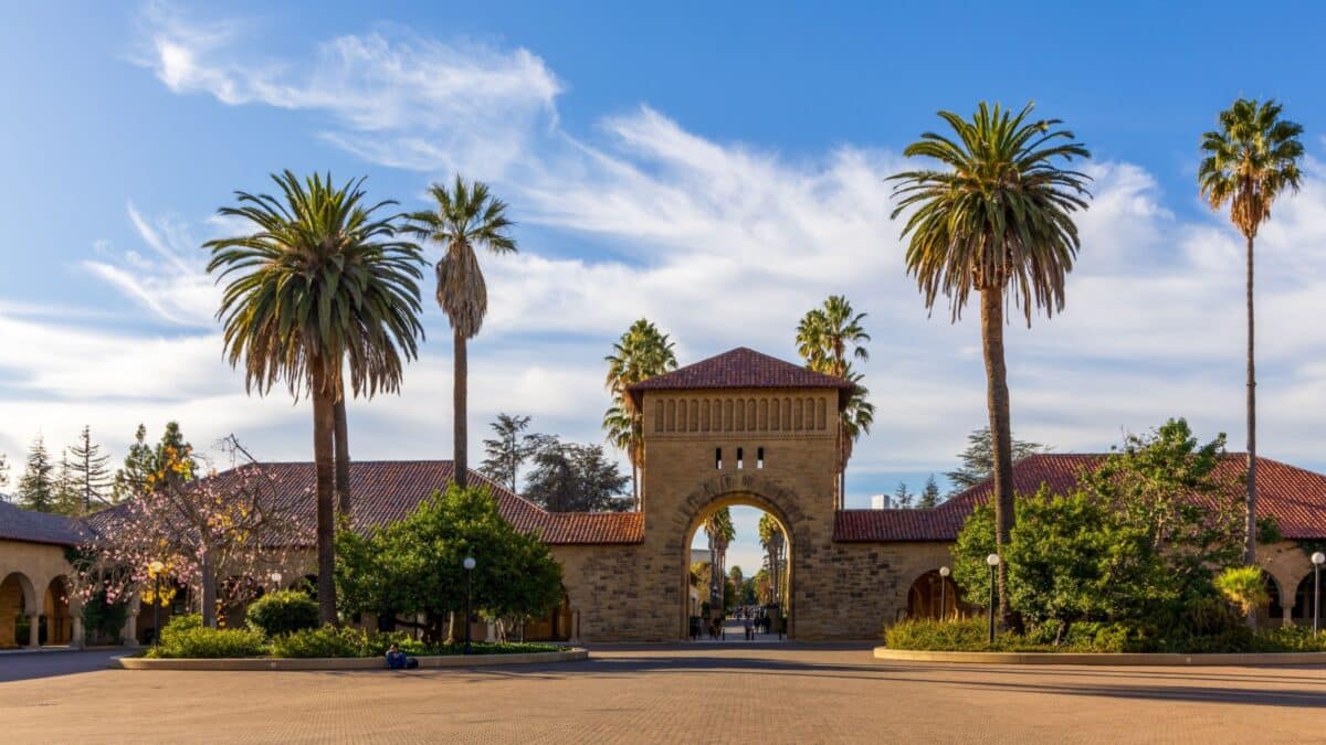 Palo Alto, California - November 10, 2023: Beautiful Architecture of Stanford University in Palo Alto, California