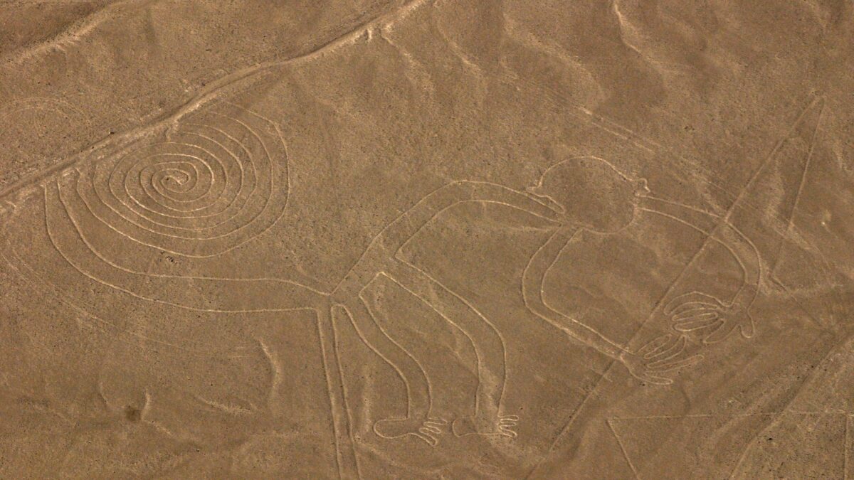 Nazca Lines in Peru in the shape of a monkey