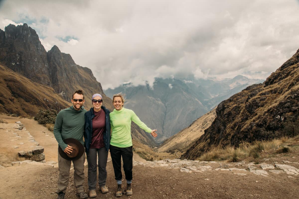 A group of hikers standing on Dead Woman's Pass