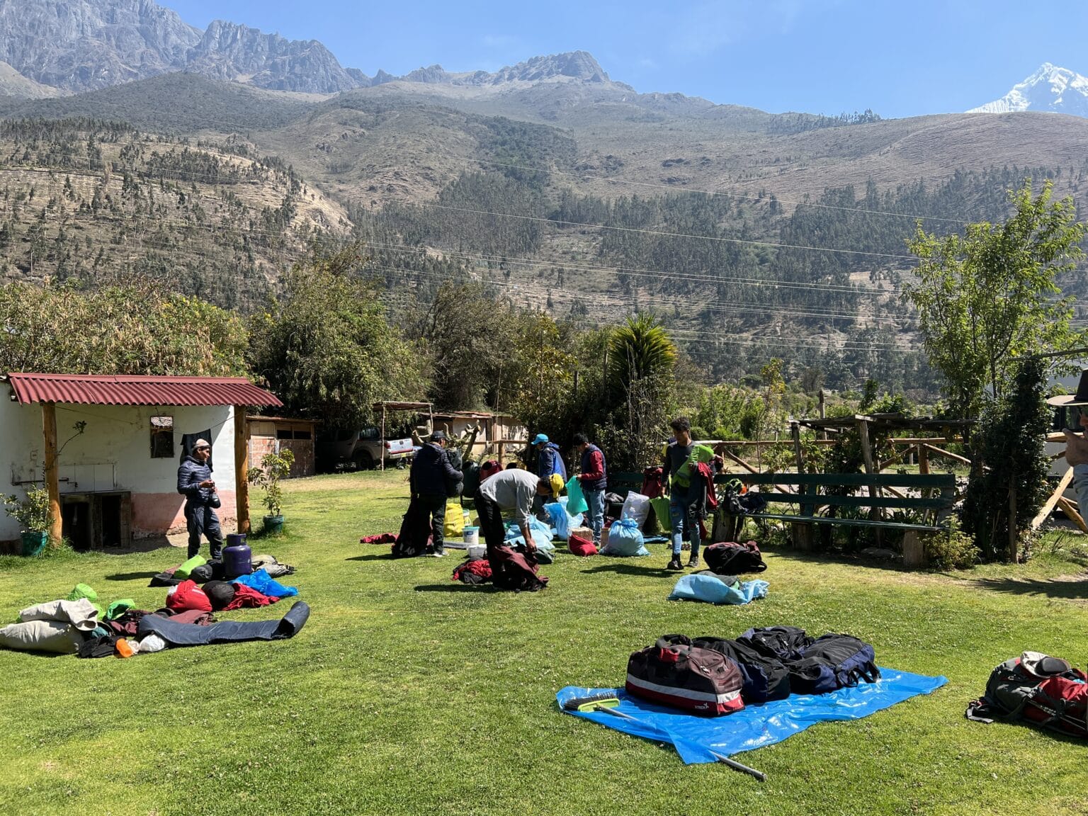 Our porters getting everything ready for our hike.