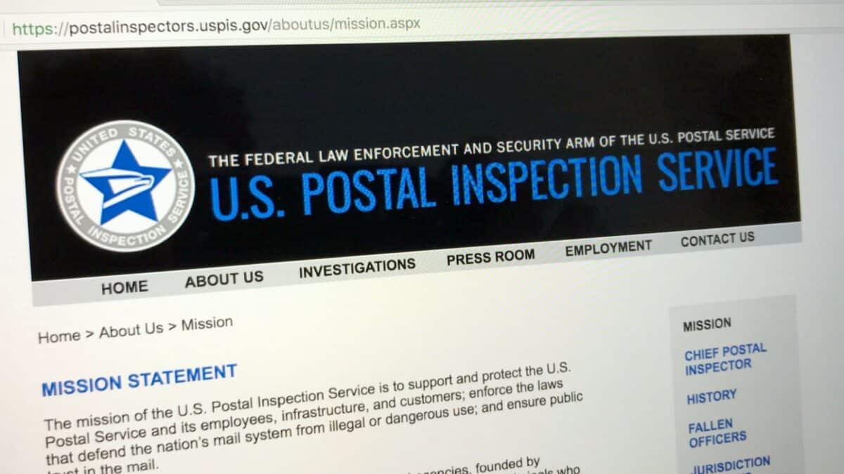 Washington, D.C, United States - July 1, 2018: Website of The United States Postal Inspection Service or USPIS, the law enforcement arm of the United States Postal Service.